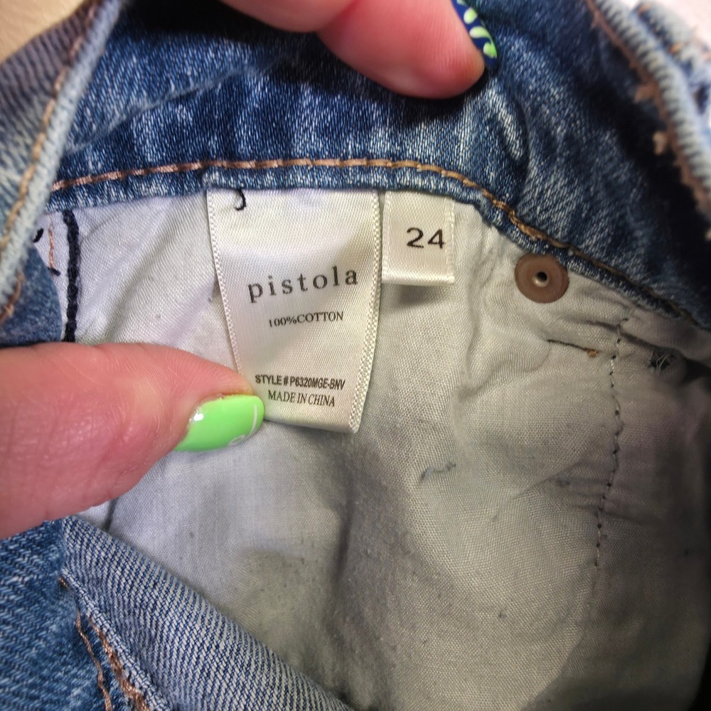 Pistola Distressed Jeans Womens 24 Light Wash Y2K Streetwear Grunge Ripped - Picture 8 of 16